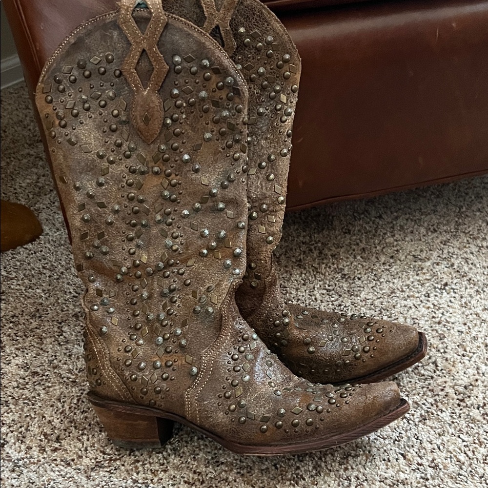 Corral Brown Studded Heeled Boots